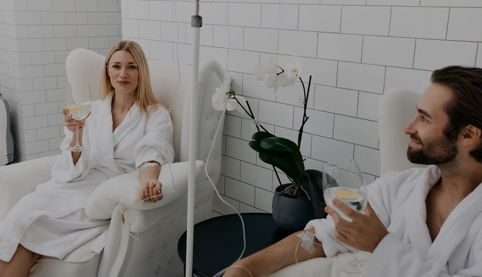 Couple receiving IV treatment together