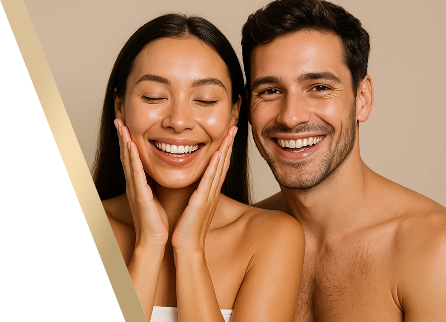 Attractive happy couple with healthy skin